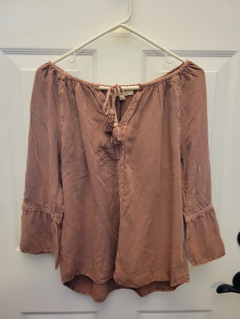 Solitaire Mauve Dusty Rose Tie-Neck Tunic